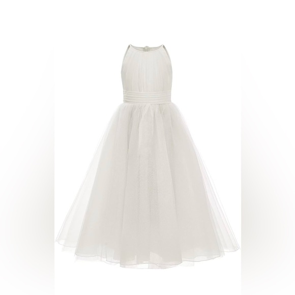 Elegant White Flower Girl Dress - Picture 3 of 5